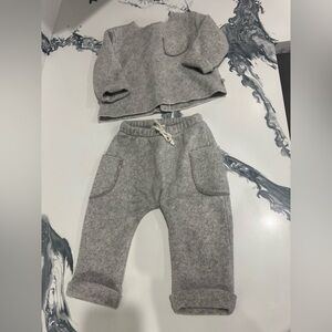 Kids Grey Fleece Jogger Set - Soft Matching Sweatshirt & Pants